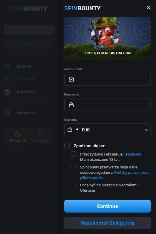Spin Bounty Rejestracja