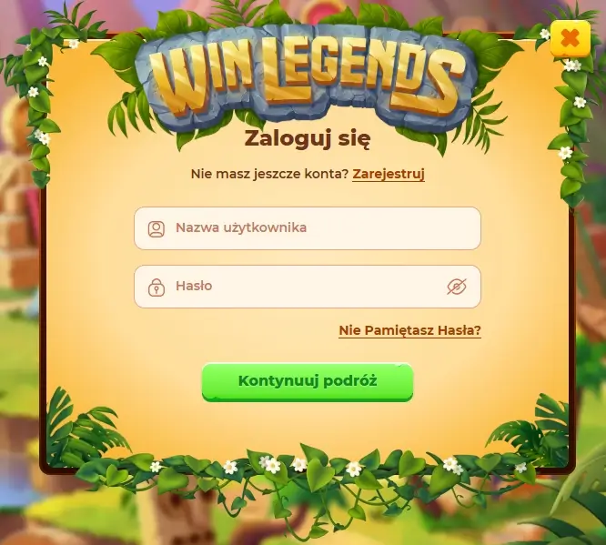 formularz logowania do WinLegends Casino trzeci krok